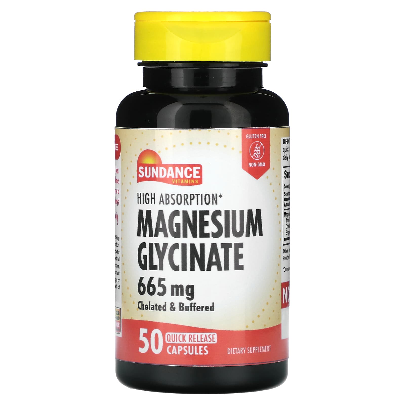 Sundance Vitamins, High Absorption Magnesium Glycinate, 665 mg, 50 Quick Release Capsules - Image 1
