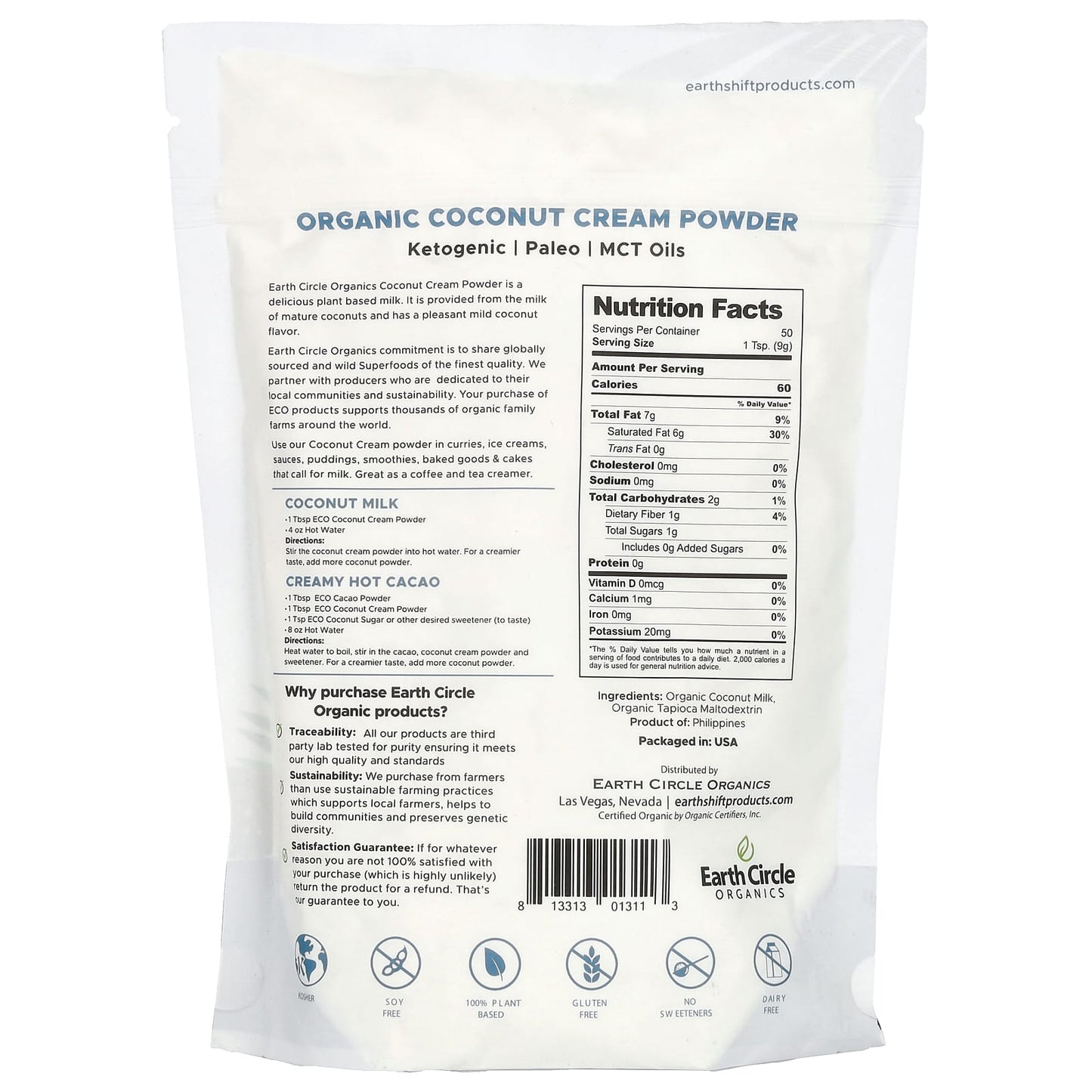 USDA Certified Organic Coconut Cream Powder by Earth Circle Organics - Image 2