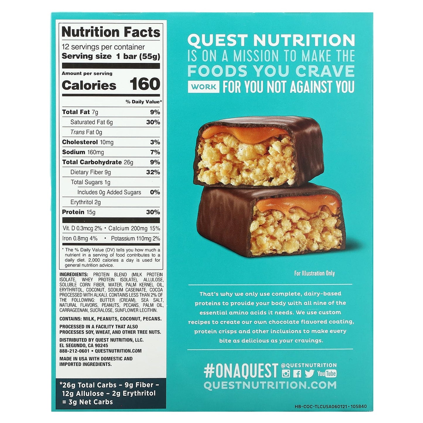 Quest Nutrition, Hero Protein Bar, Crispy Chocolate Coconut, 12 Bars, 1.94 oz (55 g) Each - Image 2