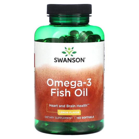Swanson, Omega-3 Fish Oil, Lemon, 150 Softgels - Image 1