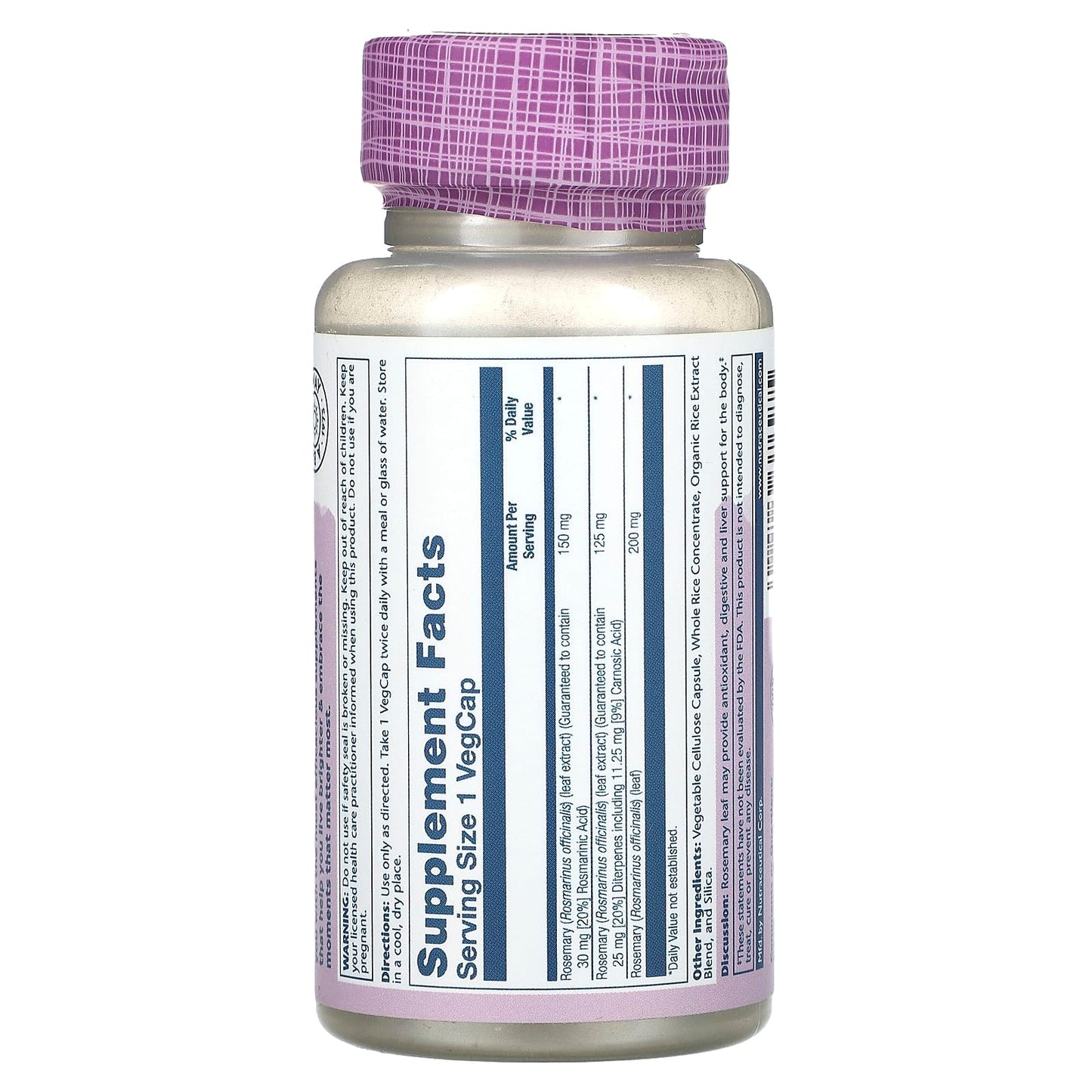 Solaray, Vital Extracts, Rosemary, 45 VegCaps - Image 2