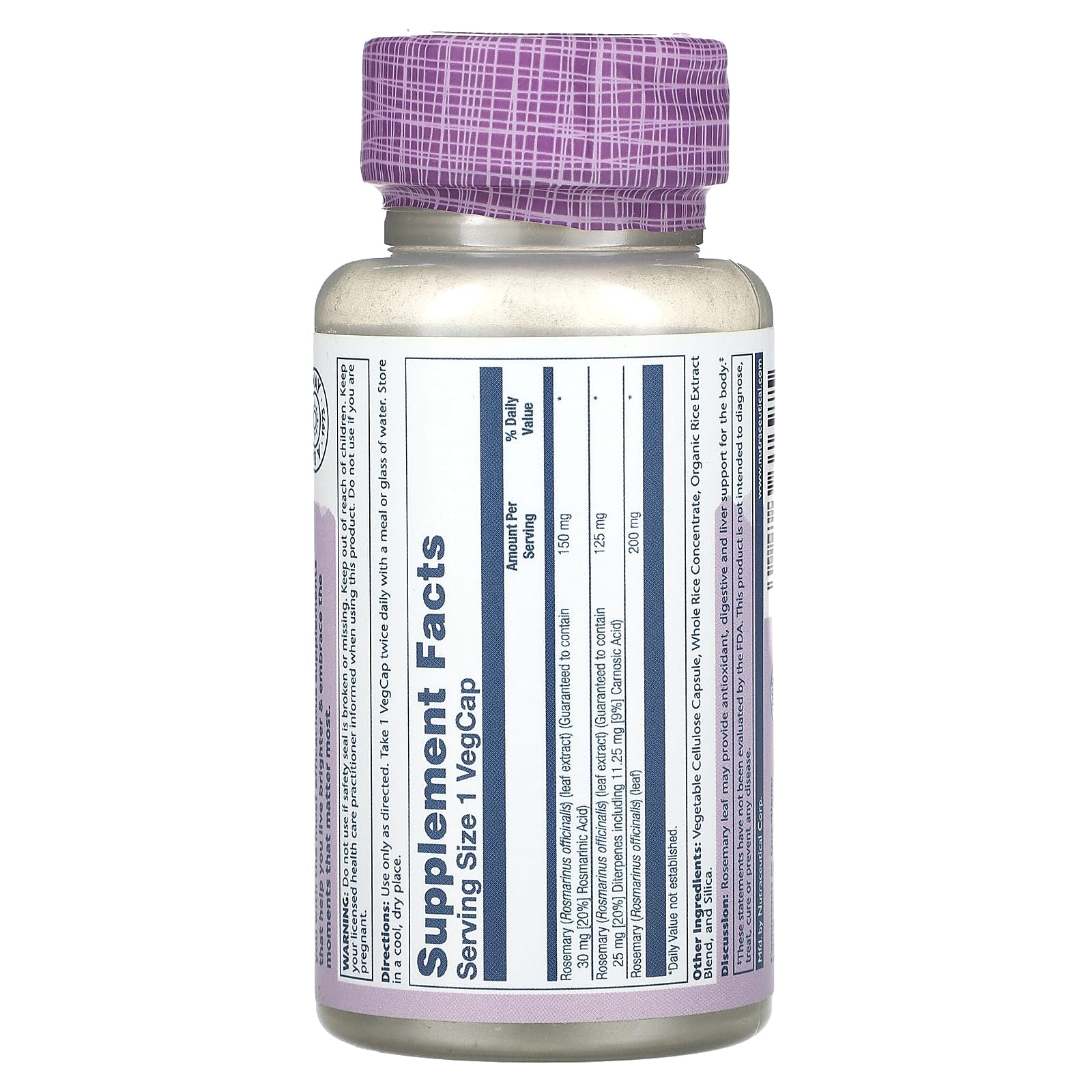 Solaray, Vital Extracts, Rosemary, 45 VegCaps - Image 2