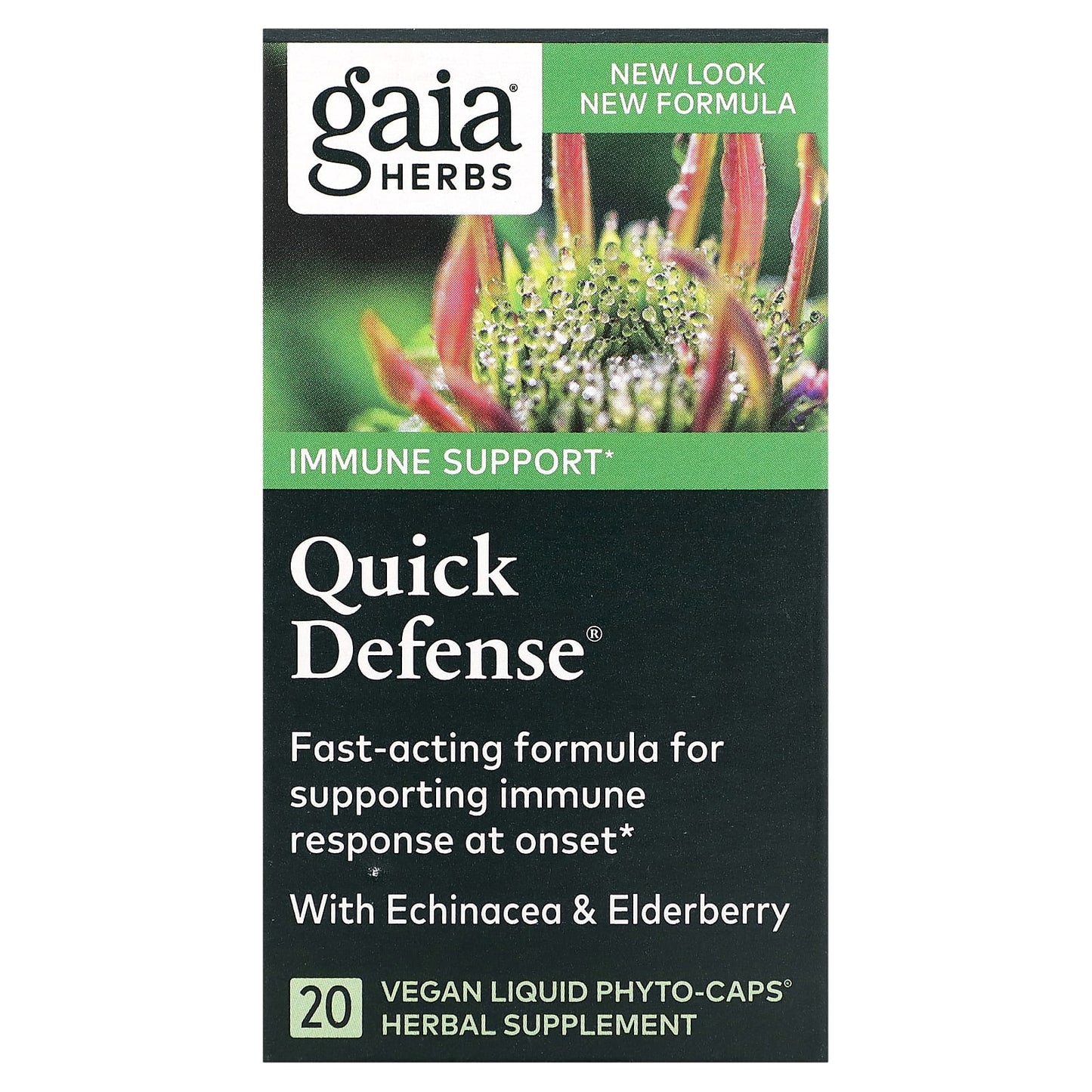 Gaia Herbs Quick Defense 20 Vegan Liquid Phyto-Caps for Immune Support - Image 1