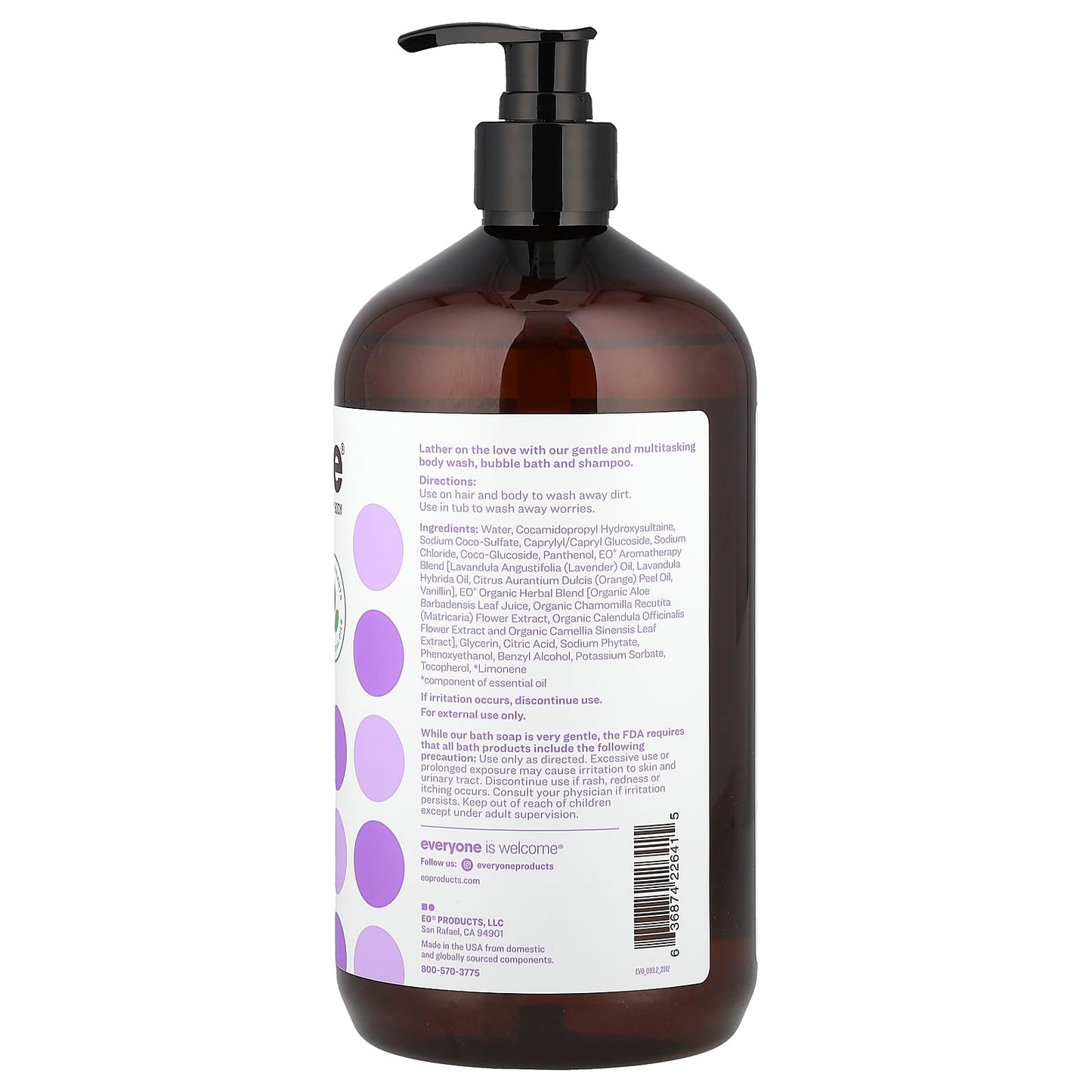 Vanilla Lavender 3-in-1 Soap, Body Wash, Bubble Bath, Shampoo for All Skin Types, 32 fl oz - Image 2
