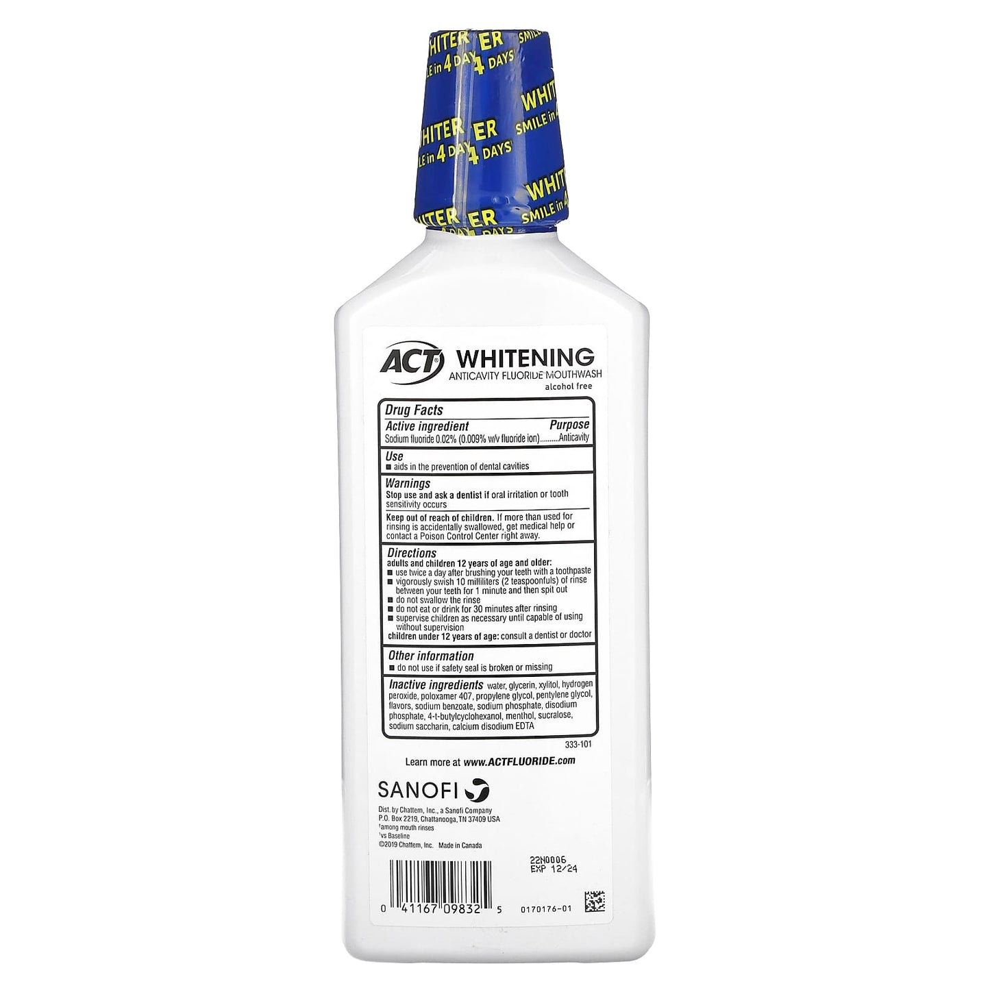 Act Whitening Anticavity Mouthwash, Gentle Mint, Alcohol Free, 16.9 fl oz - Image 2