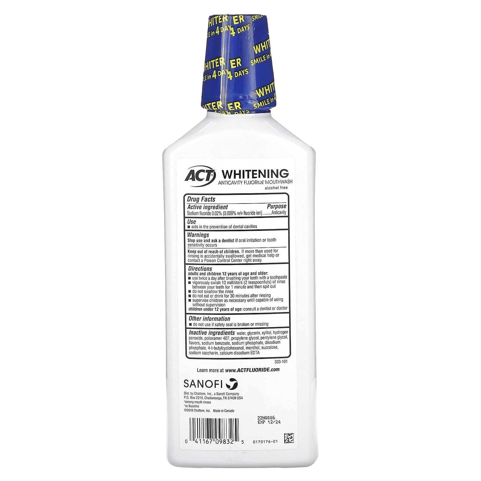 Act Whitening Anticavity Mouthwash, Gentle Mint, Alcohol Free, 16.9 fl oz - Image 2