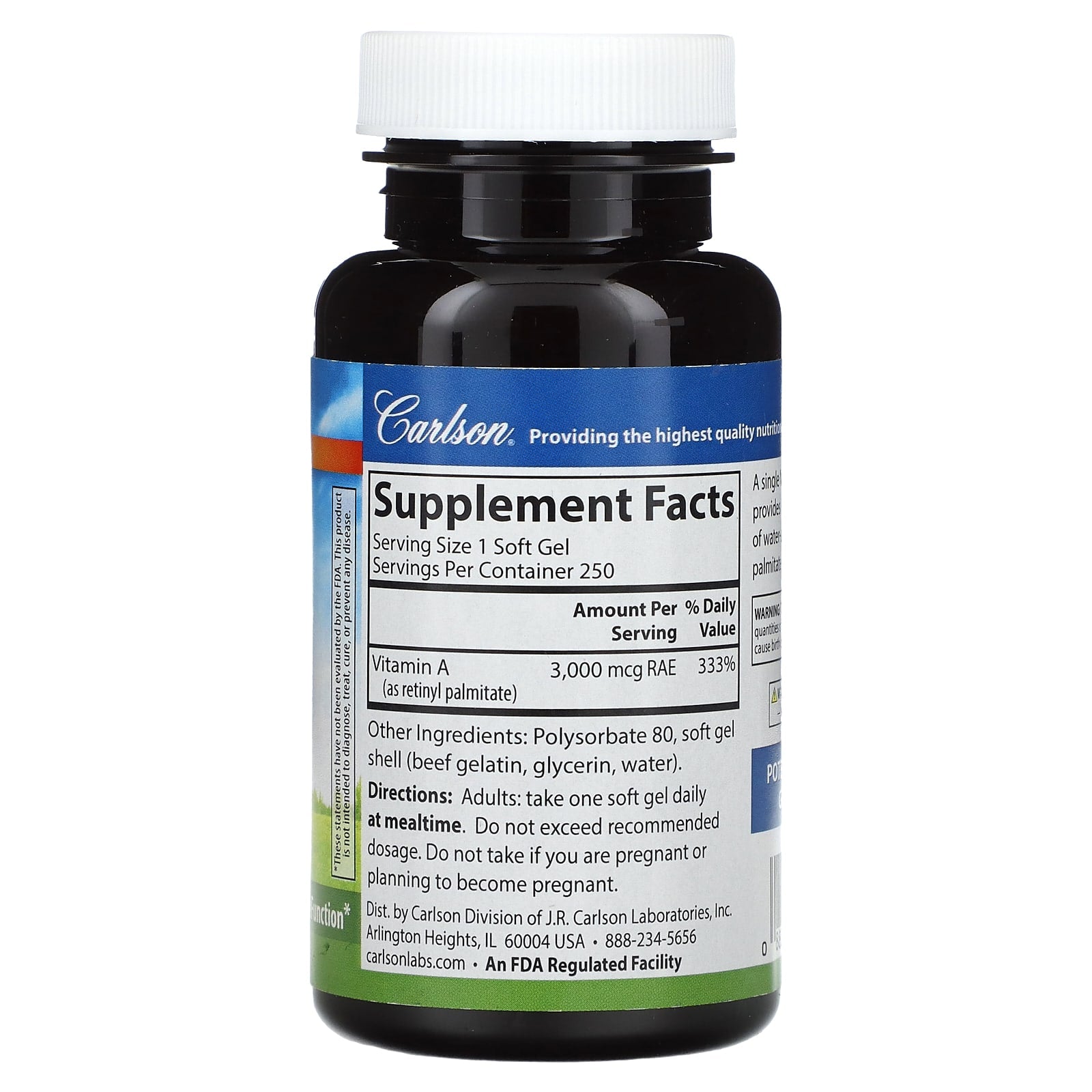 Carlson Vitamin A 10,000 IU - Bone Health & Vision Support - Image 2