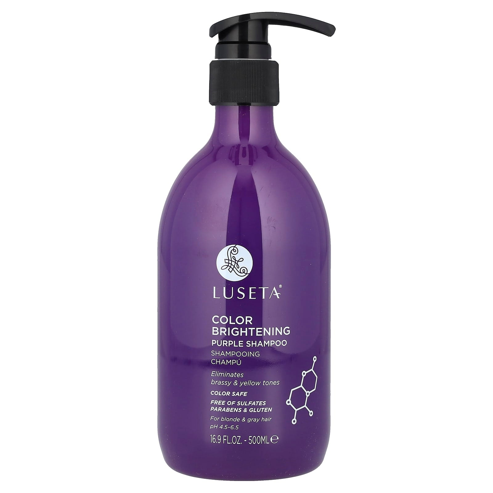 Luseta Beauty, Color Brightening Purple Shampoo, For Blonde & Gray Hair, 16.9 fl oz (500 ml) - Image 1