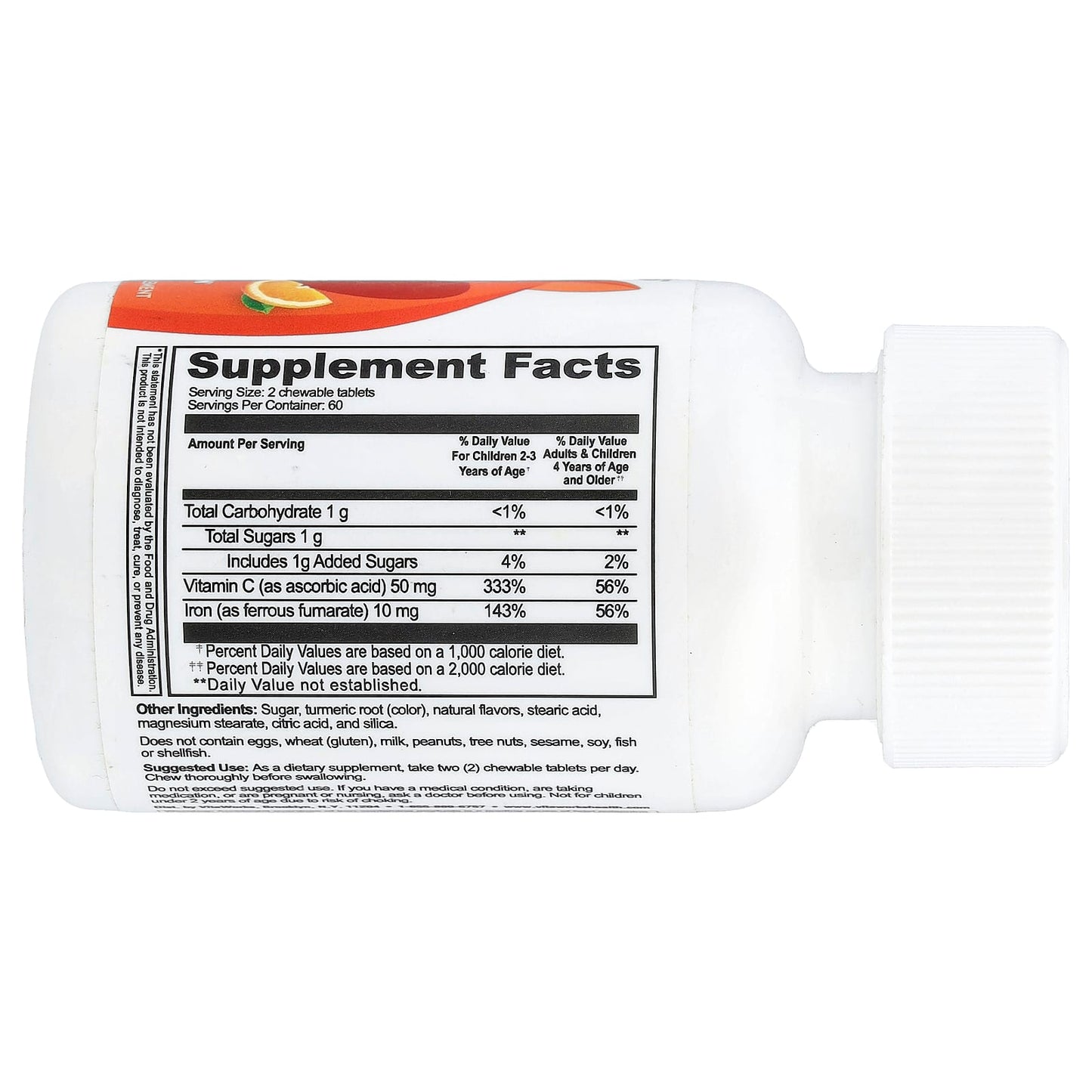 VitaWorks, Kids, Iron With Vitamin C, Orange, 120 Chewables - Image 2