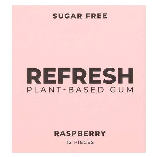Refresh Gum, Plant-Based Gum, Raspberry, 12 Pieces - Image 1