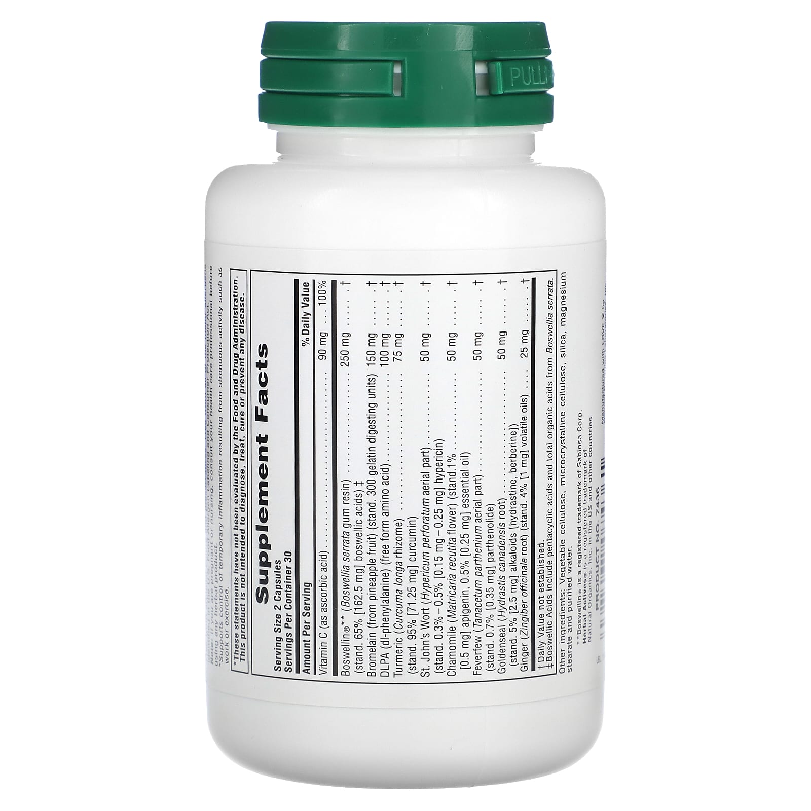 NaturesPlus, Herbal Actives, InflamActin, 60 Vegan Capsules - Image 2