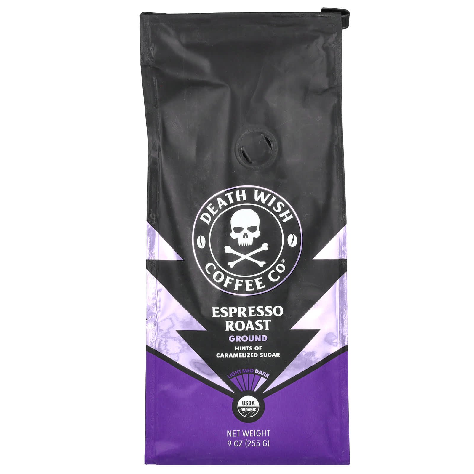 Death Wish Coffee, Intensely Strong Espresso Roast, USDA Organic, 9 oz - Image 1