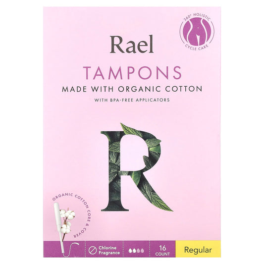 Rael, Organic Cotton Tampons, Regular, Fragrance Free , 16 Count - Image 1