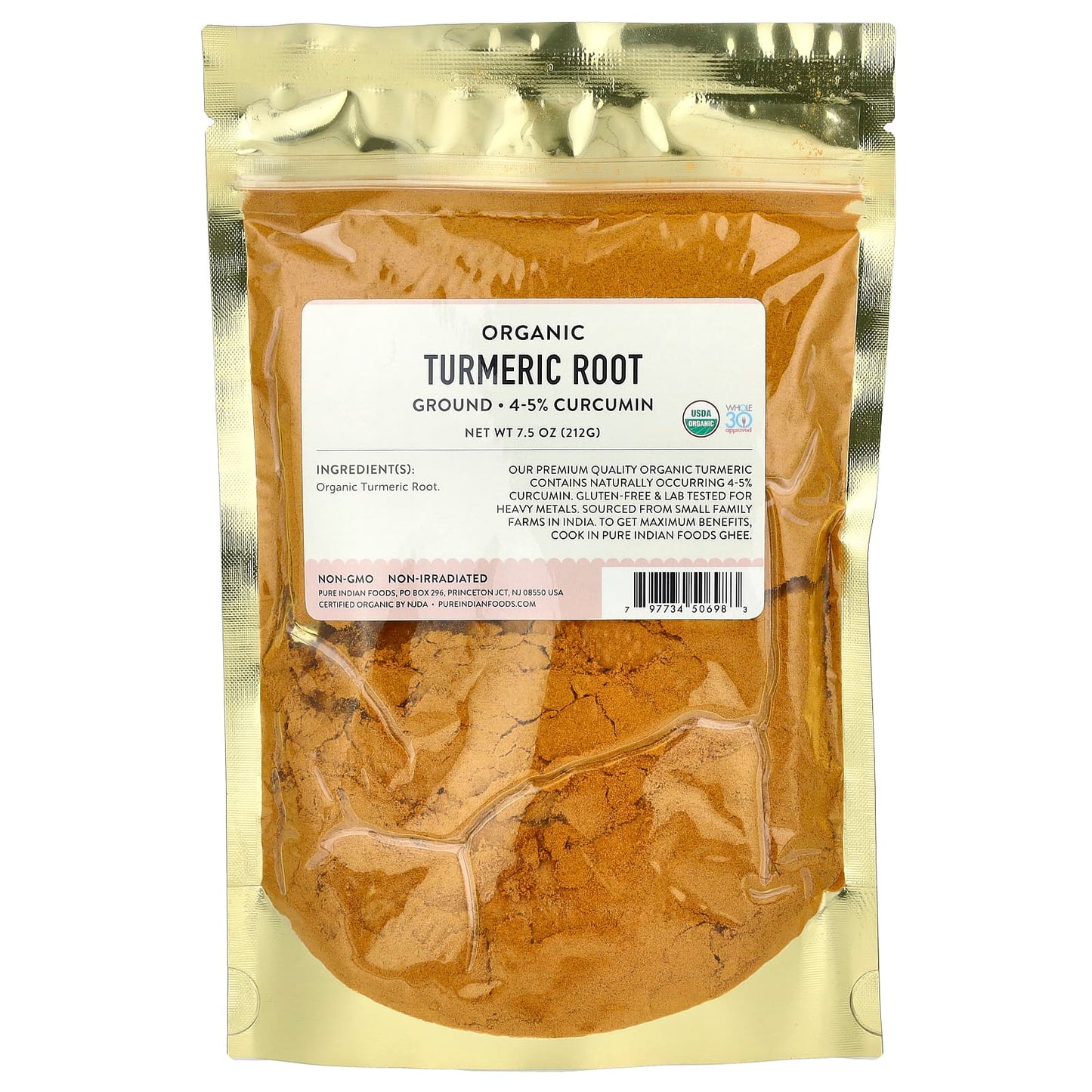 Pure Indian Foods, Organic Turmeric Root, Ground, 7.5 oz (212 g) - Image 1