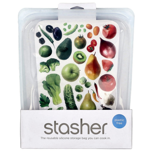 Stasher, Reusable Silicone Food Bag, Half Gallon, Clear, 64.2 fl oz (1.92  l) - Image 1