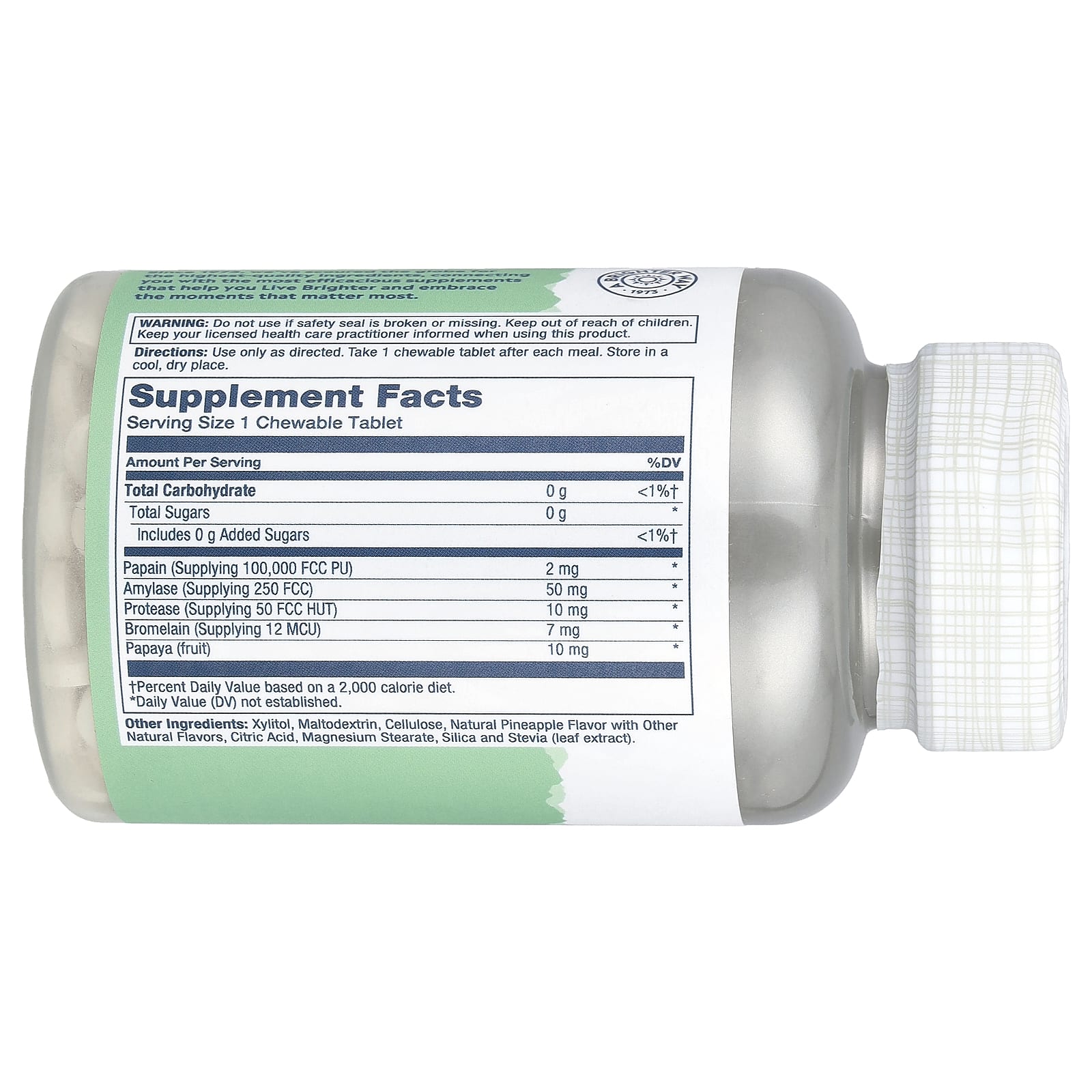 Solaray, Papaya Enzyme, Natural Pineapple, 180 Chewables