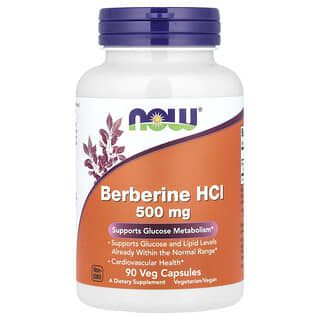 NOW Foods Berberine HCl 500mg, 90 Veg Capsules for Blood Sugar & Cardio Health
