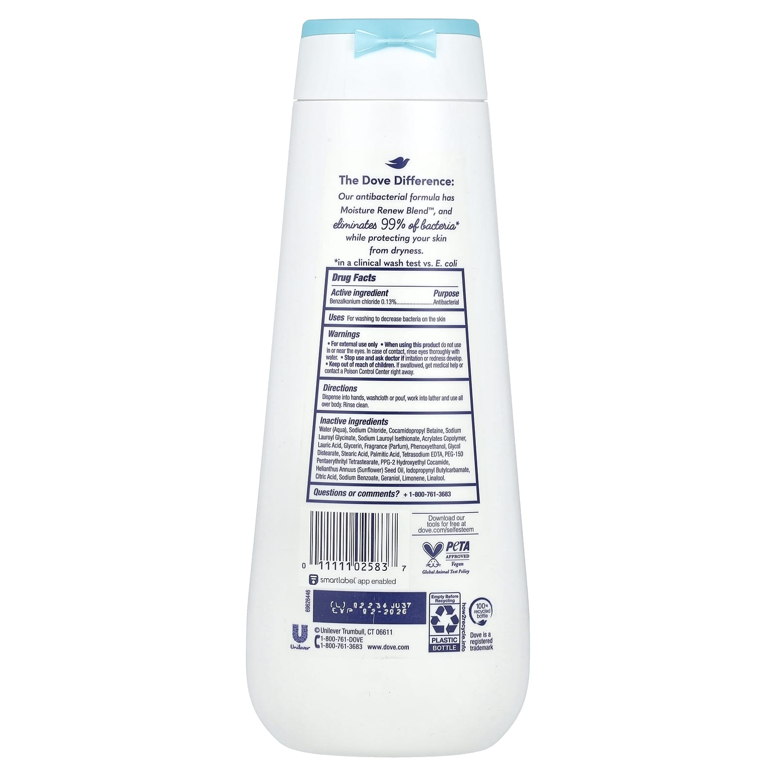 Dove Antibacterial Body Wash - 20 fl oz for Dry Skin Relief - Image 2