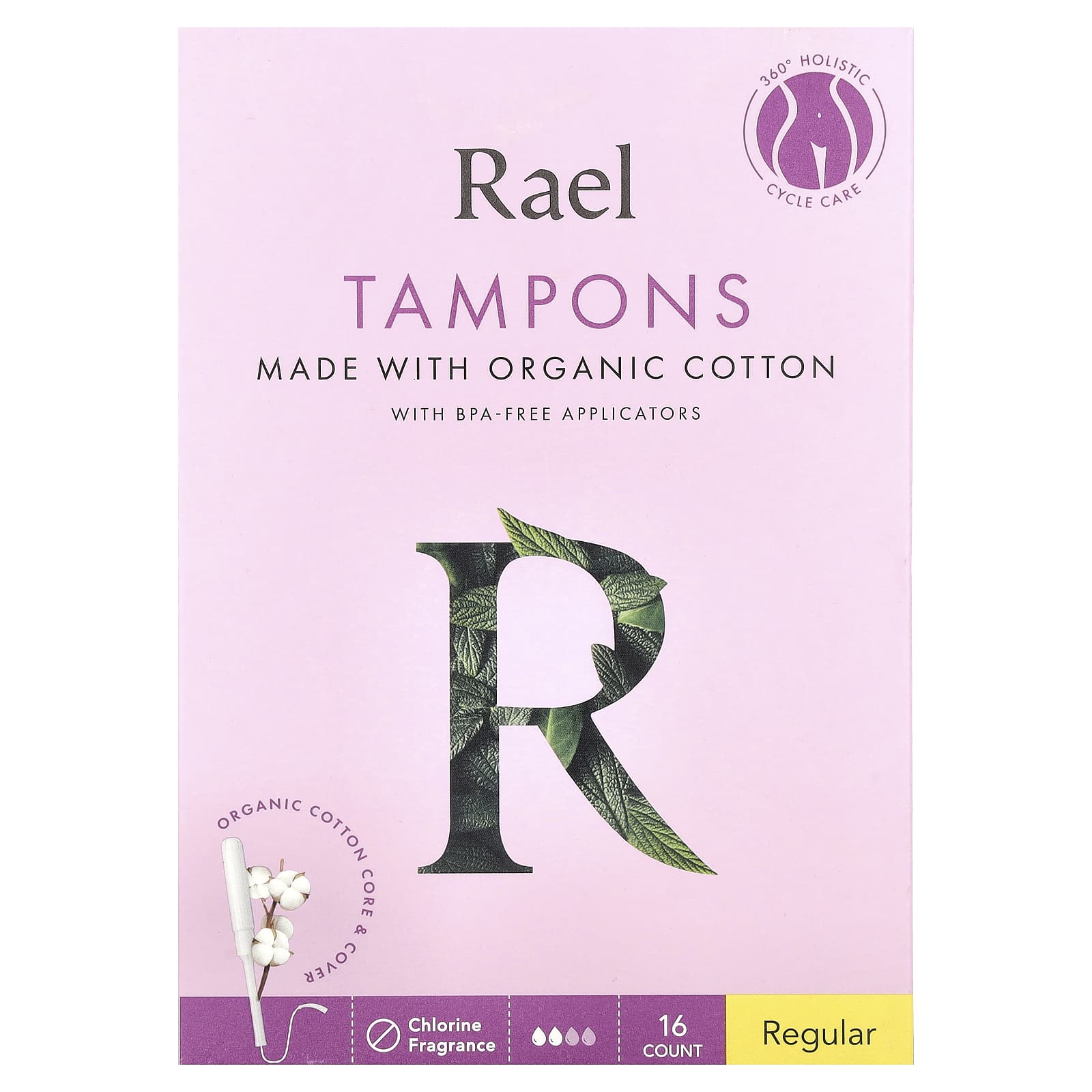Rael, Organic Cotton Tampons, Regular, Fragrance Free , 16 Count - Image 1