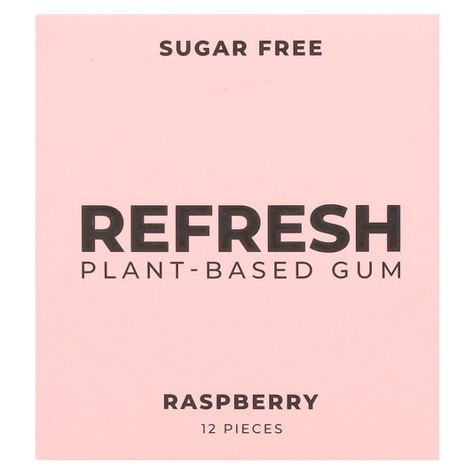 Refresh Gum, Plant-Based Gum, Raspberry, 12 Pieces - Image 1
