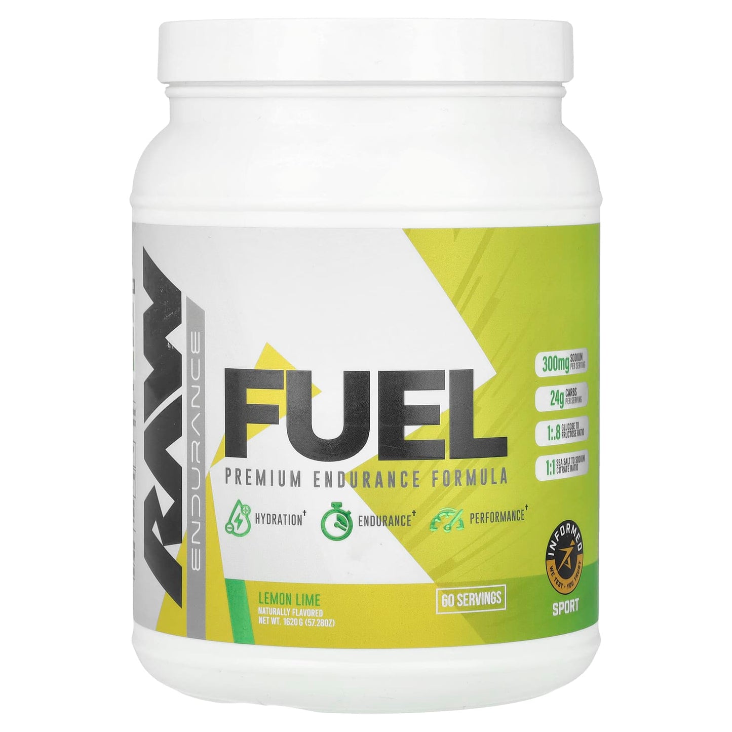 Raw Nutrition, Fuel, Premium Endurance Formula, Lemon Lime, 57.28 oz (1,620 g) - Image 1