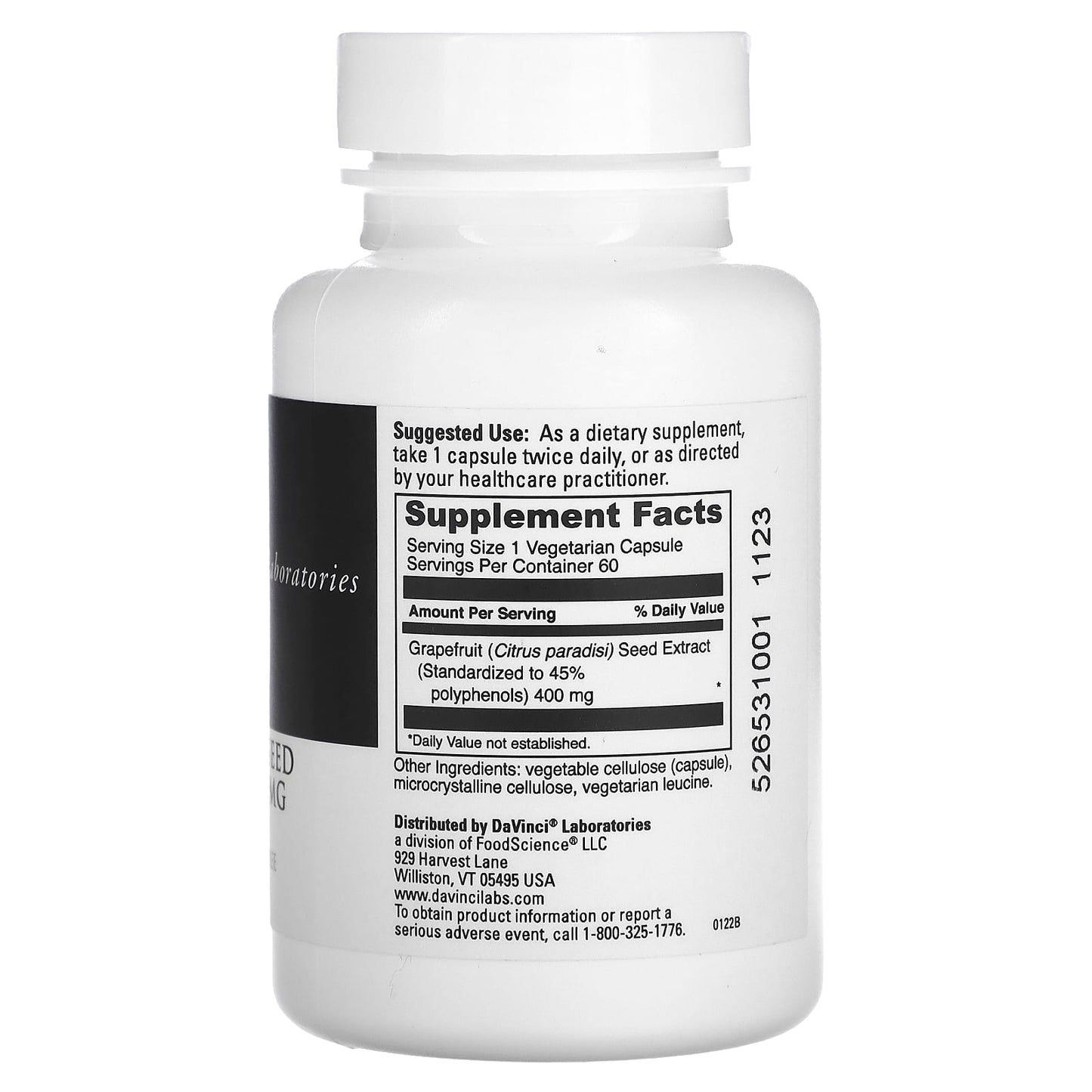 Grapefruit Seed Extract Supplement by DaVinci Laboratories - 400mg, 60 Capsules - Image 2