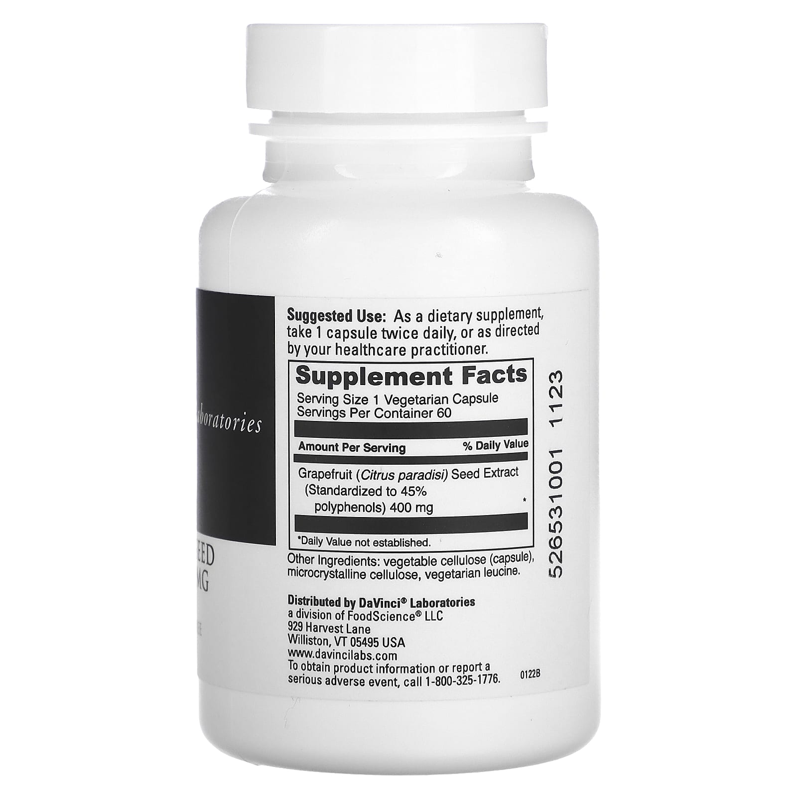Grapefruit Seed Extract Supplement by DaVinci Laboratories - 400mg, 60 Capsules - Image 2