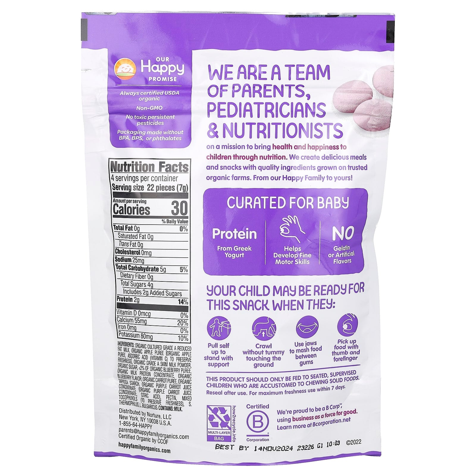 Organic Greek Yogurt Snack for Babies - Blueberry & Purple Carrot - Image 2