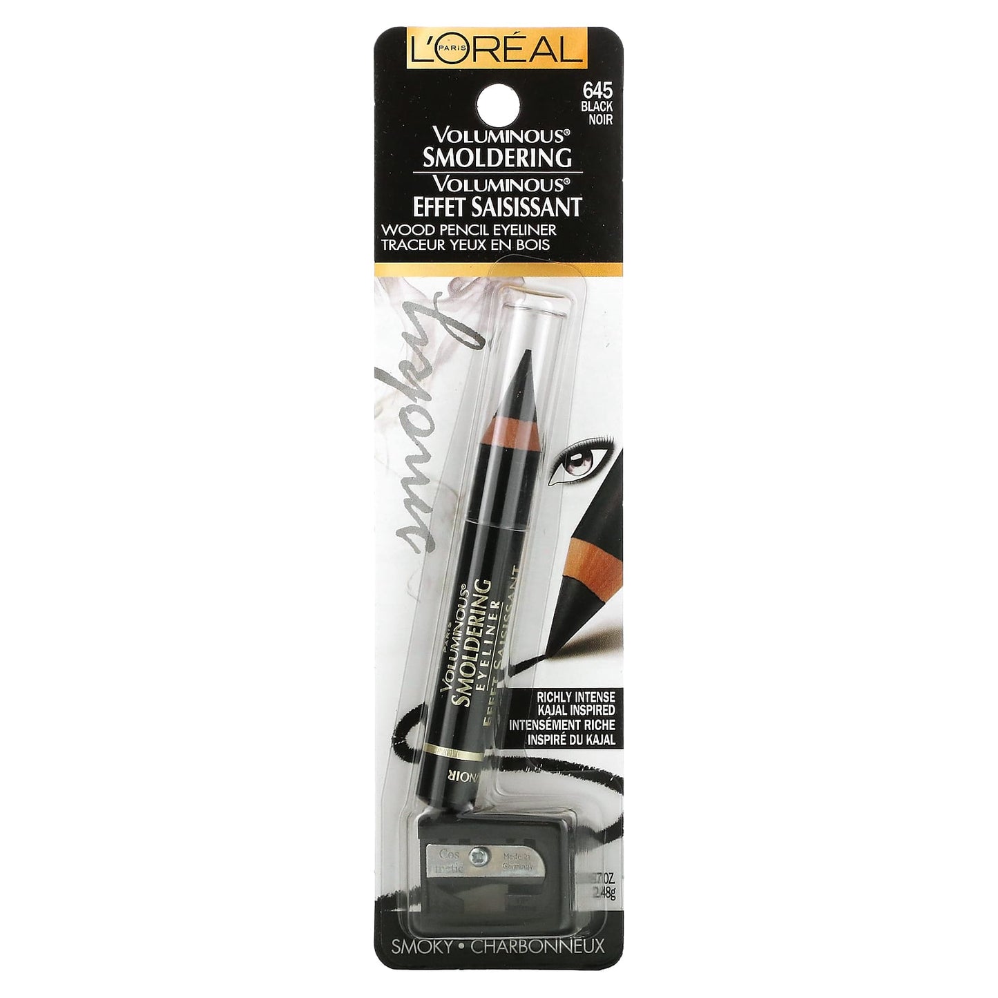 L'Oréal, Voluminous, Smoldering Wood Pencil Eyeliner, 645 Black, 0.087 oz (2.48 g) - Image 2