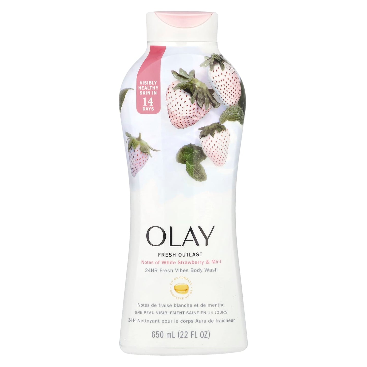 Olay, Fresh Outlast Body Wash, White Strawberry & Mint, 22 fl oz (650 ml) - Image 1