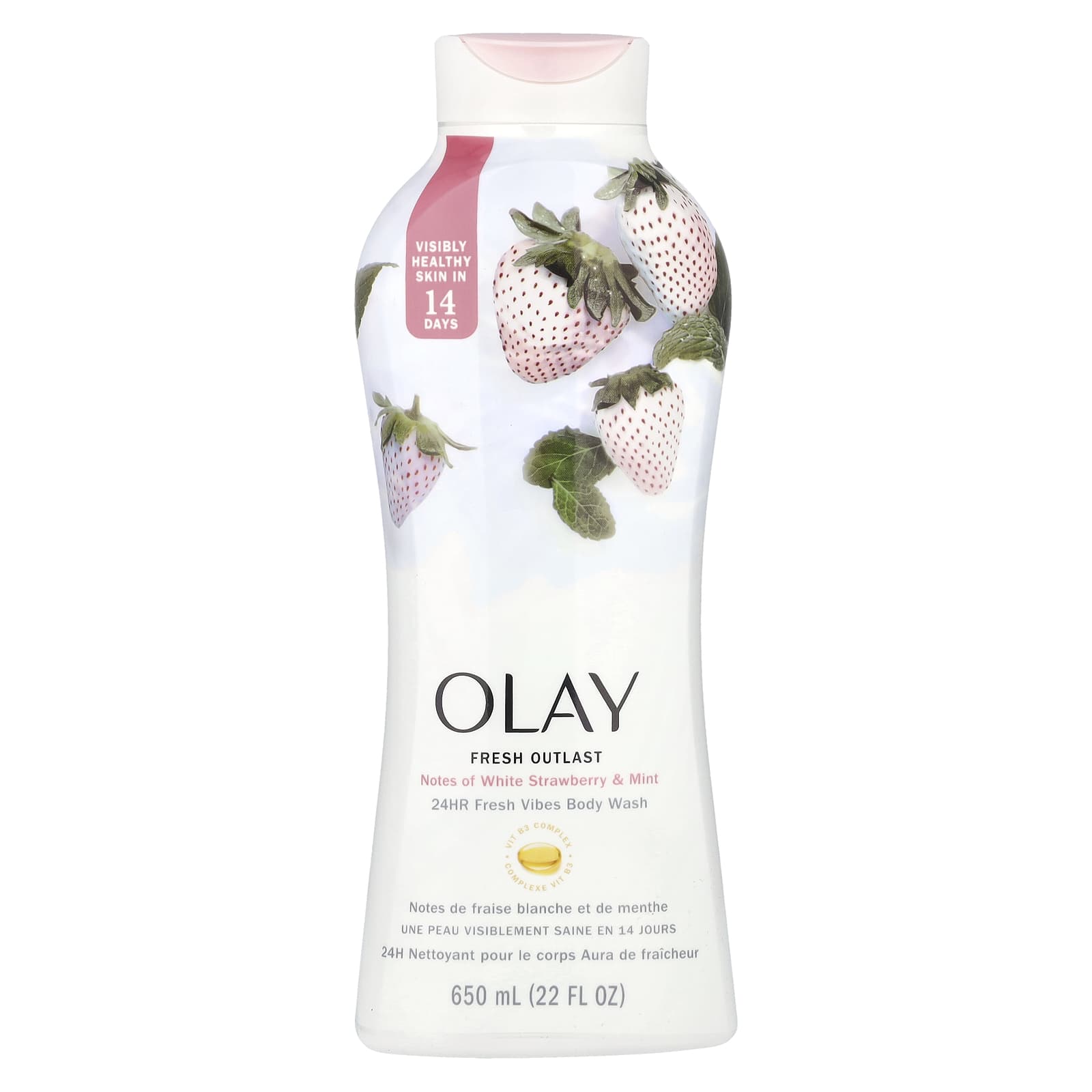 Olay, Fresh Outlast Body Wash, White Strawberry & Mint, 22 fl oz (650 ml) - Image 1