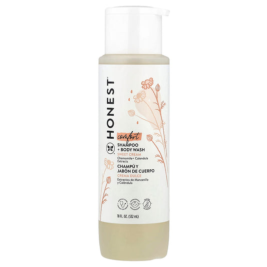 The Honest Company, Comfort, Shampoo + Body Wash, Sweet Cream, 18 fl oz (532 ml) - Image 1