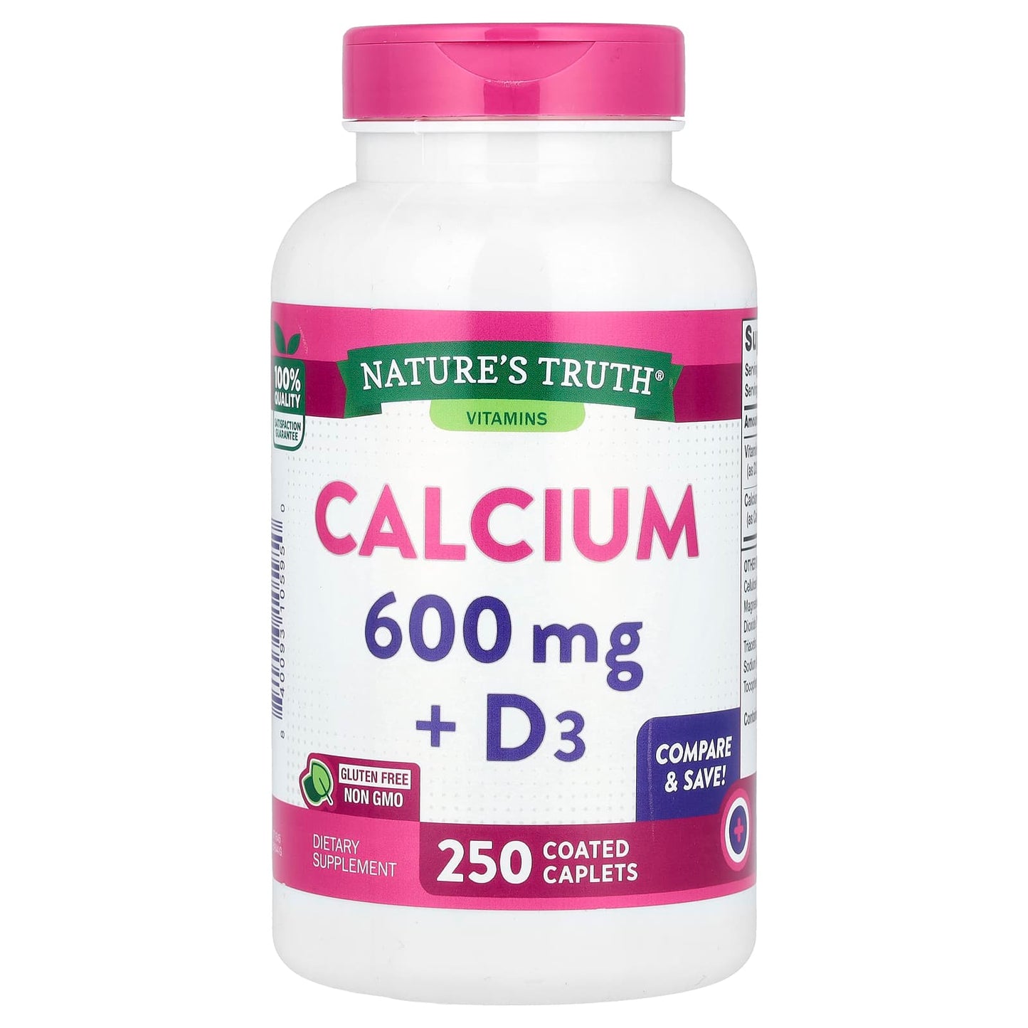 Nature's Truth, Calcium + D3, 250 Coated Caplets - Image 1