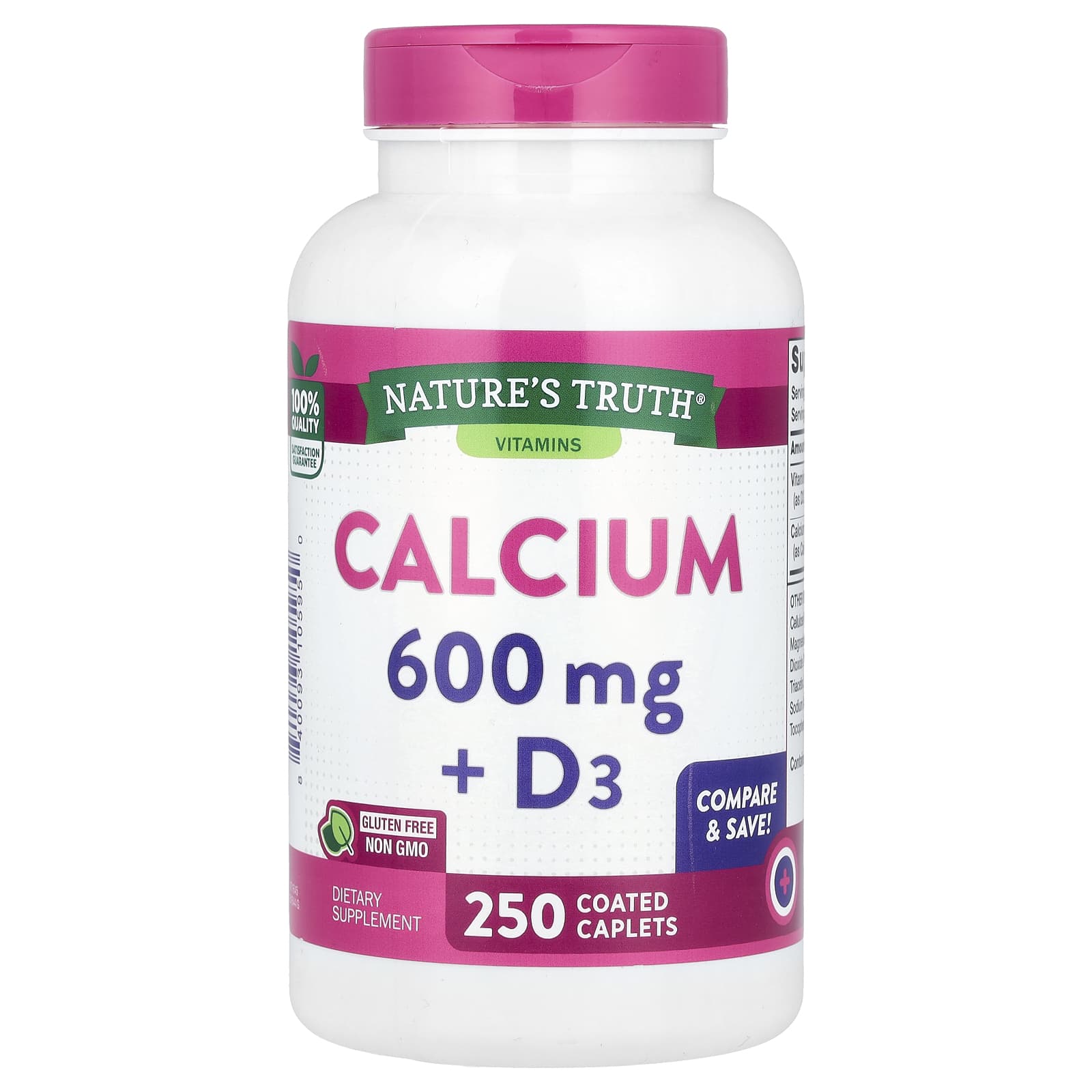 Nature's Truth, Calcium + D3, 250 Coated Caplets - Image 1