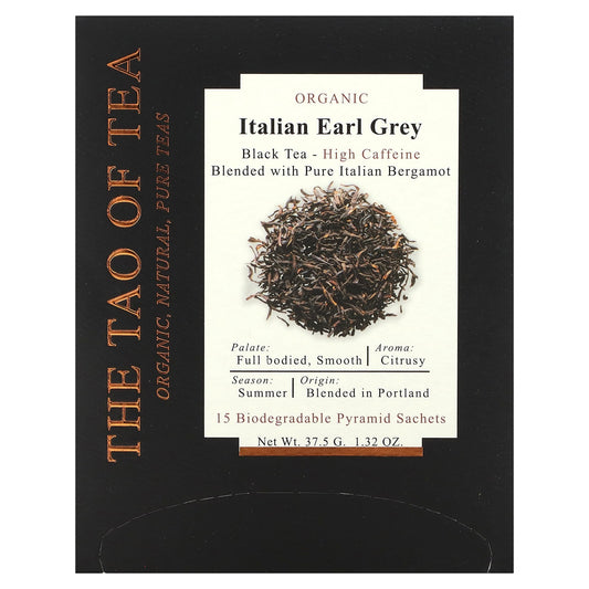 The Tao of Tea, Organic Italian Earl Grey, Black Tea, 15 Pyramid Sachets, 1.32 oz (37.5 g) - Image 1