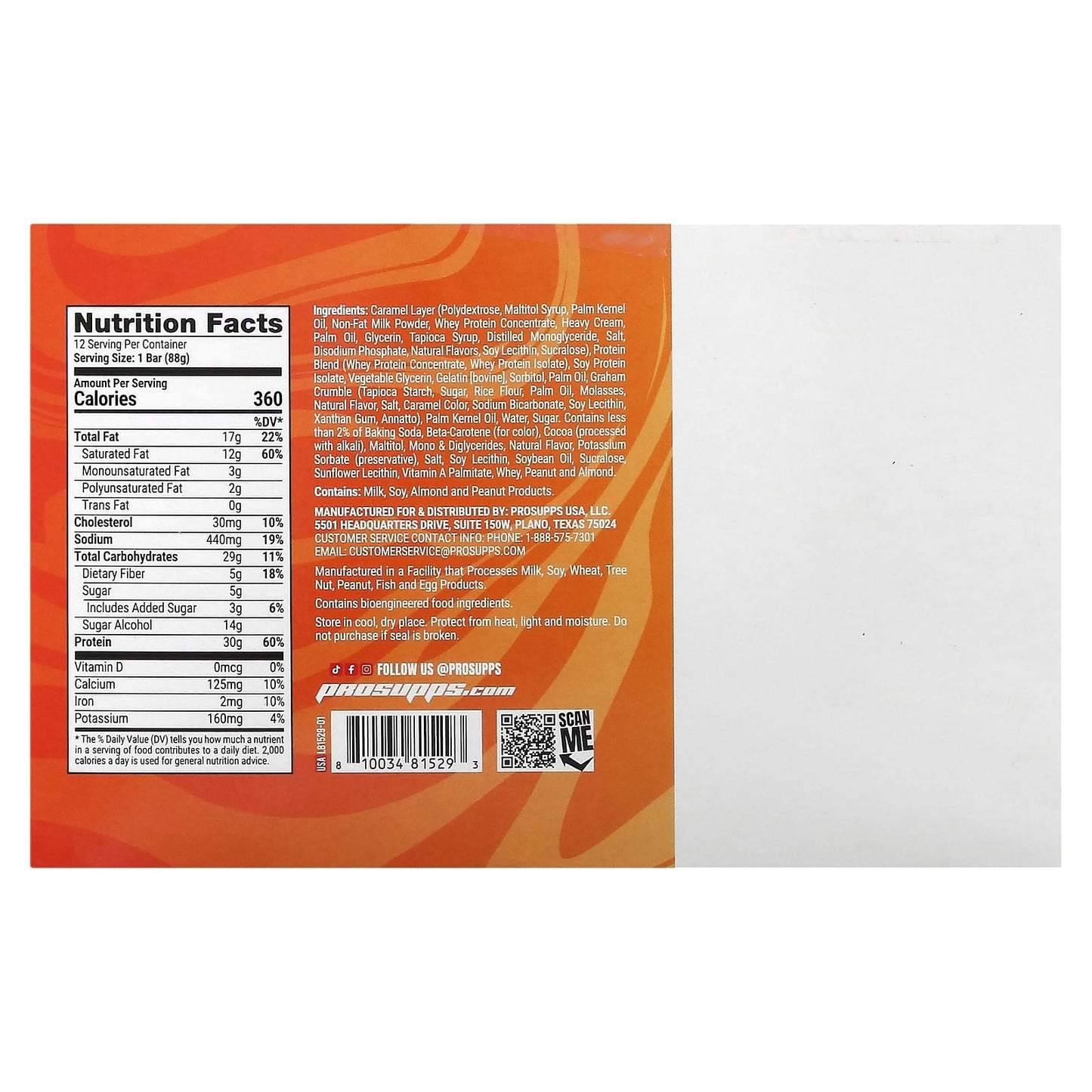 My Bar, Prosupps, Triple Layered Protein Bar, Caramel Craze, 12 Bars, 3.1 oz (88 g) Each - Image 2