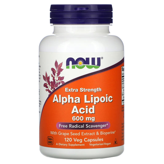 NOW Foods, Alpha Lipoic Acid, Extra Strength, 600 mg, 120 Veg Capsules - Image 1