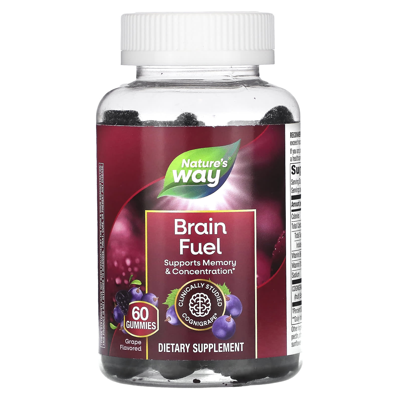 Nature's Way, Brain Fuel, Grape, 60 Gummies - Image 1