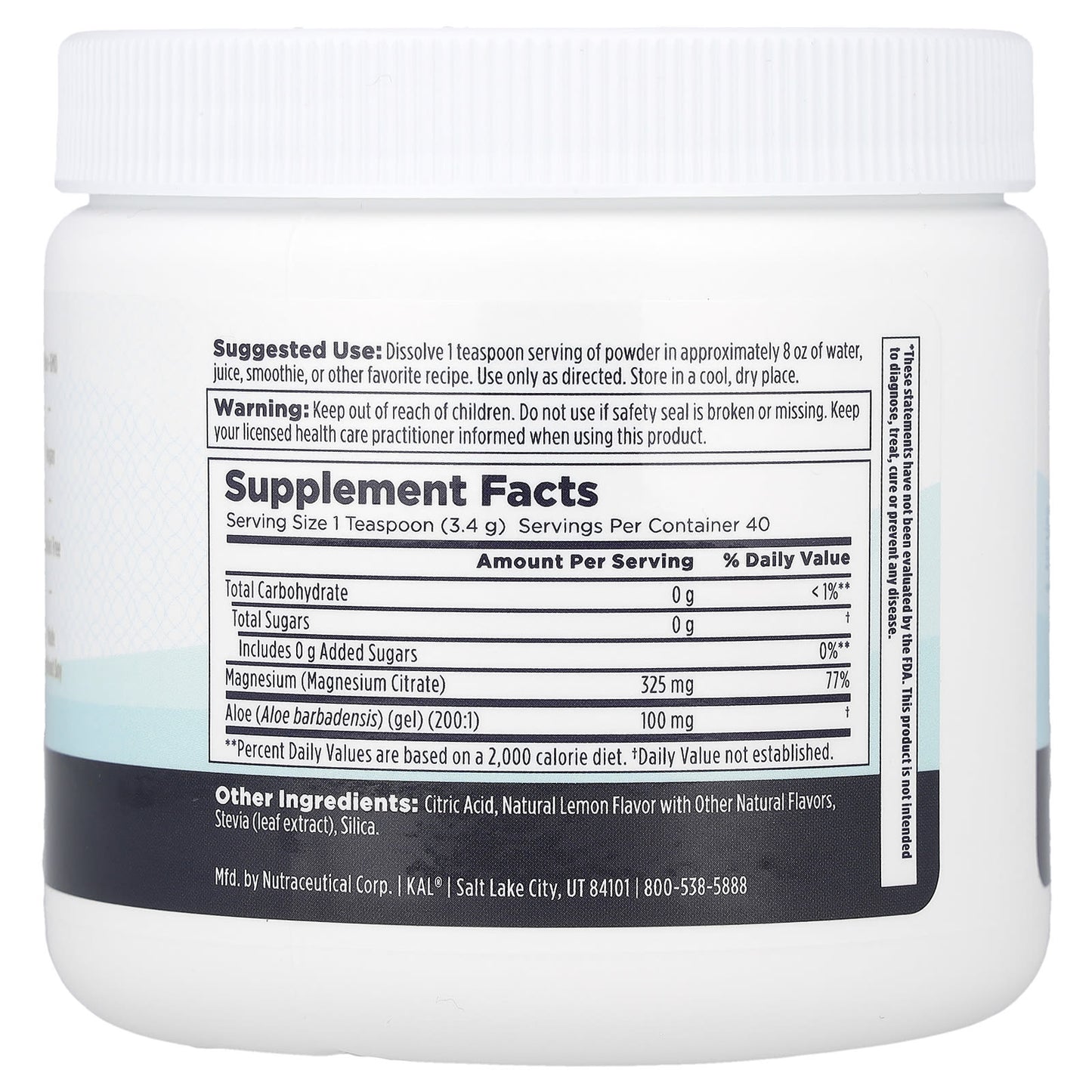 KAL, GUT Magnesium Powder, Lemon, 4.8 oz (138 g) - Image 2