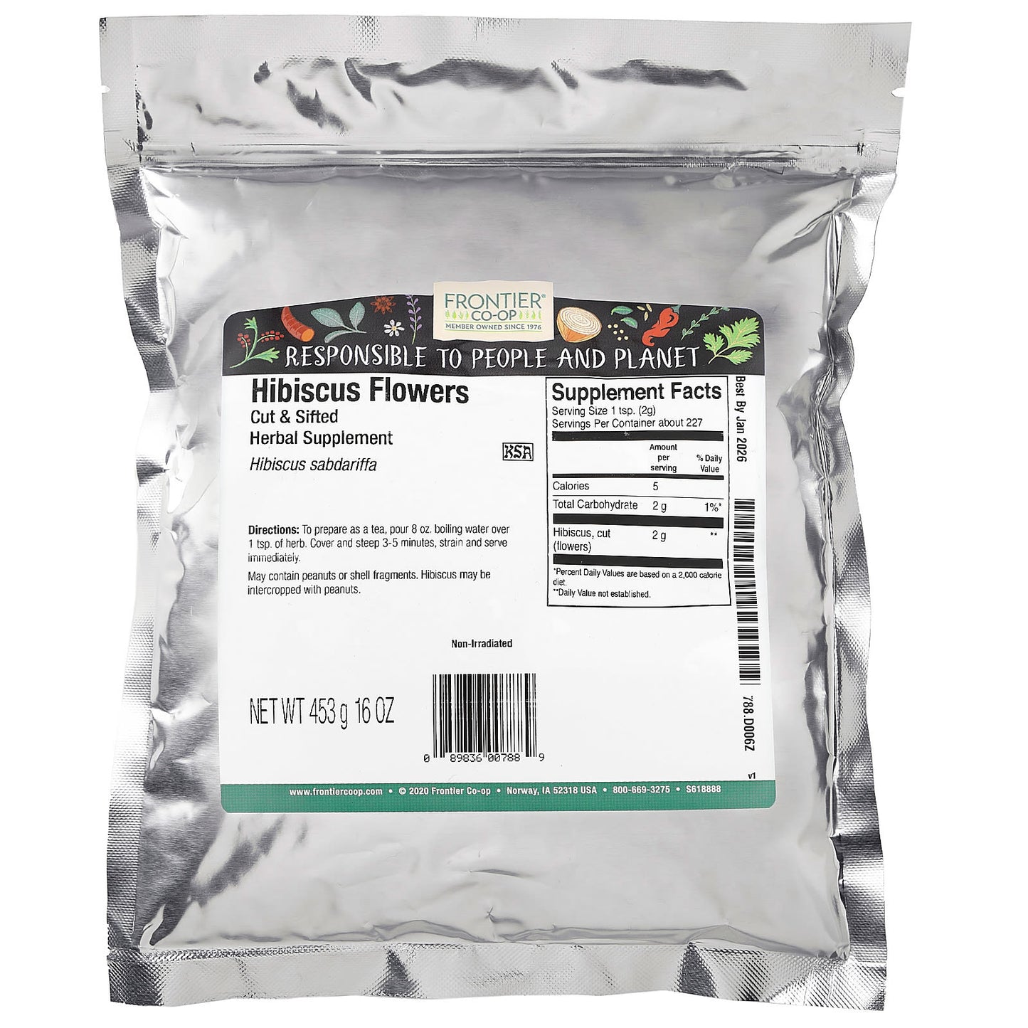 Frontier Co-op Hibiscus Flowers, 16 oz, Caffeine-Free Herbal Tea - Image 2