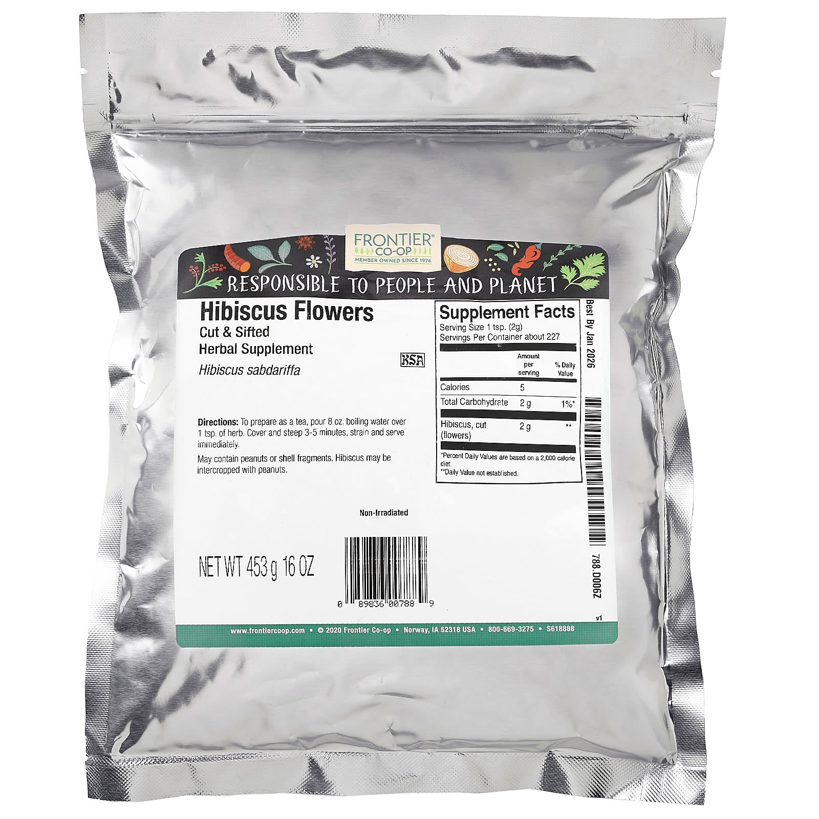 Frontier Co-op Hibiscus Flowers, 16 oz, Caffeine-Free Herbal Tea - Image 2