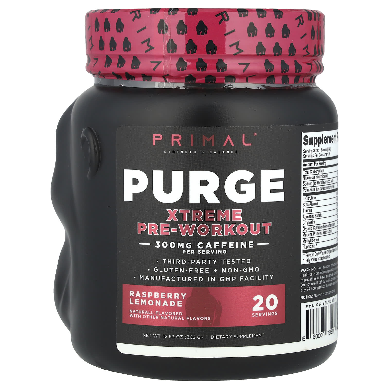 PrePrimal, Purge, Xtreme Pre-Workout, Raspberry Lemonade, 12.93 oz (362 g) - Image 2
