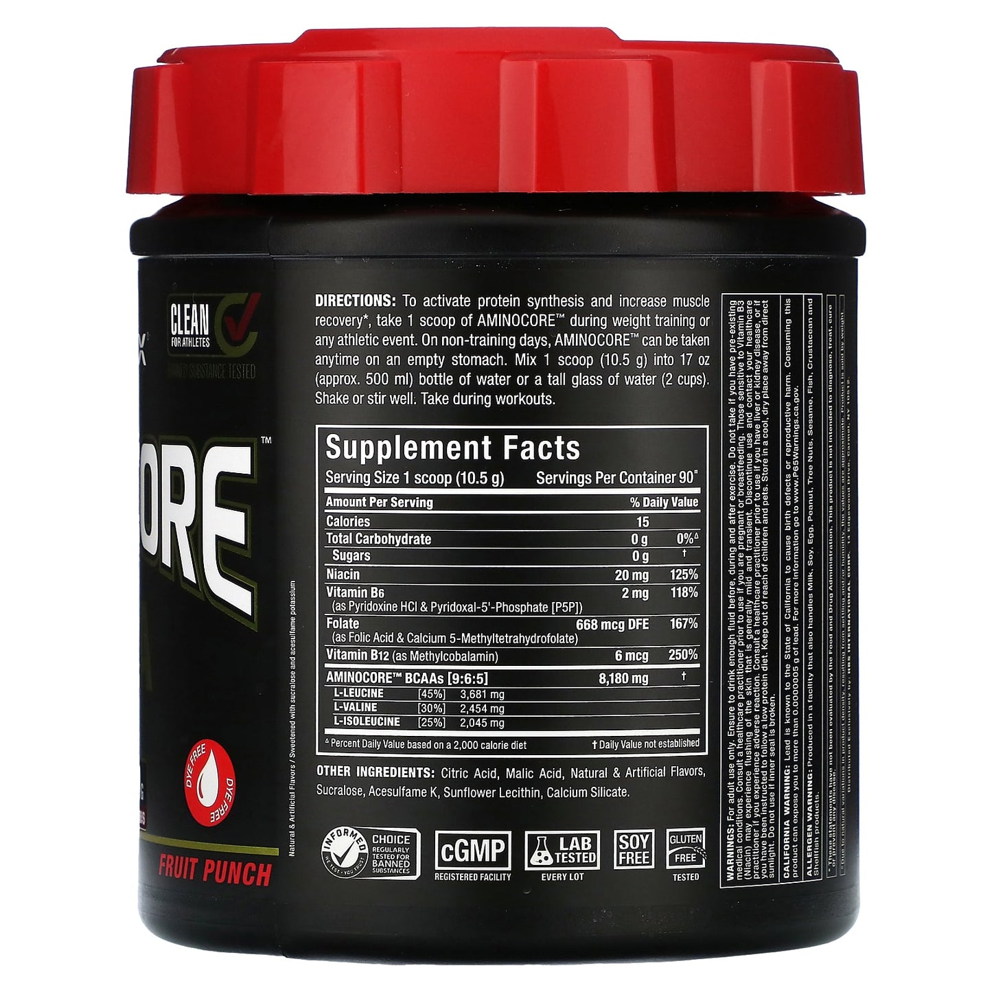 ALLMAX AMINOCORE BCAA, Fruit Punch, 9:6:5 Ratio, 2.1 lbs - Image 2