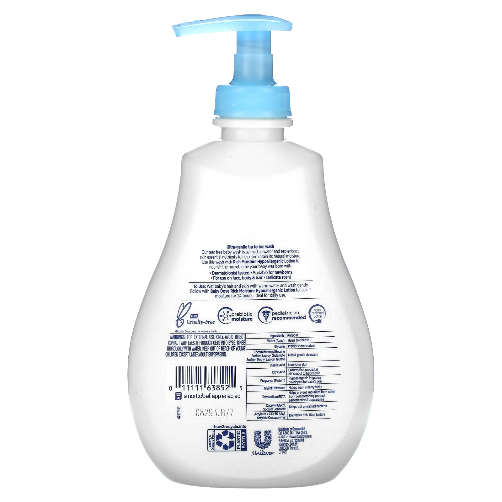 Dove Hypoallergenic Baby Wash for Sensitive Skin, 13 fl oz - Image 2