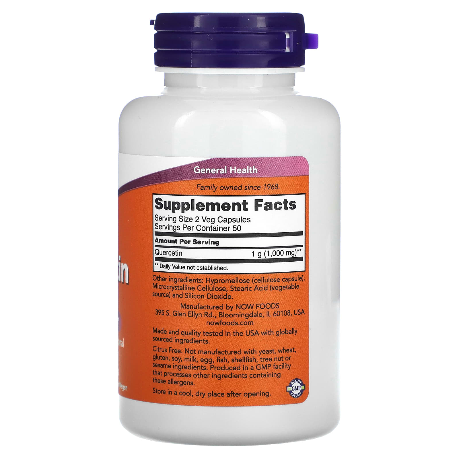 NOW Foods, Quercetin, 500 mg, 100 Veg Capsules - Image 2