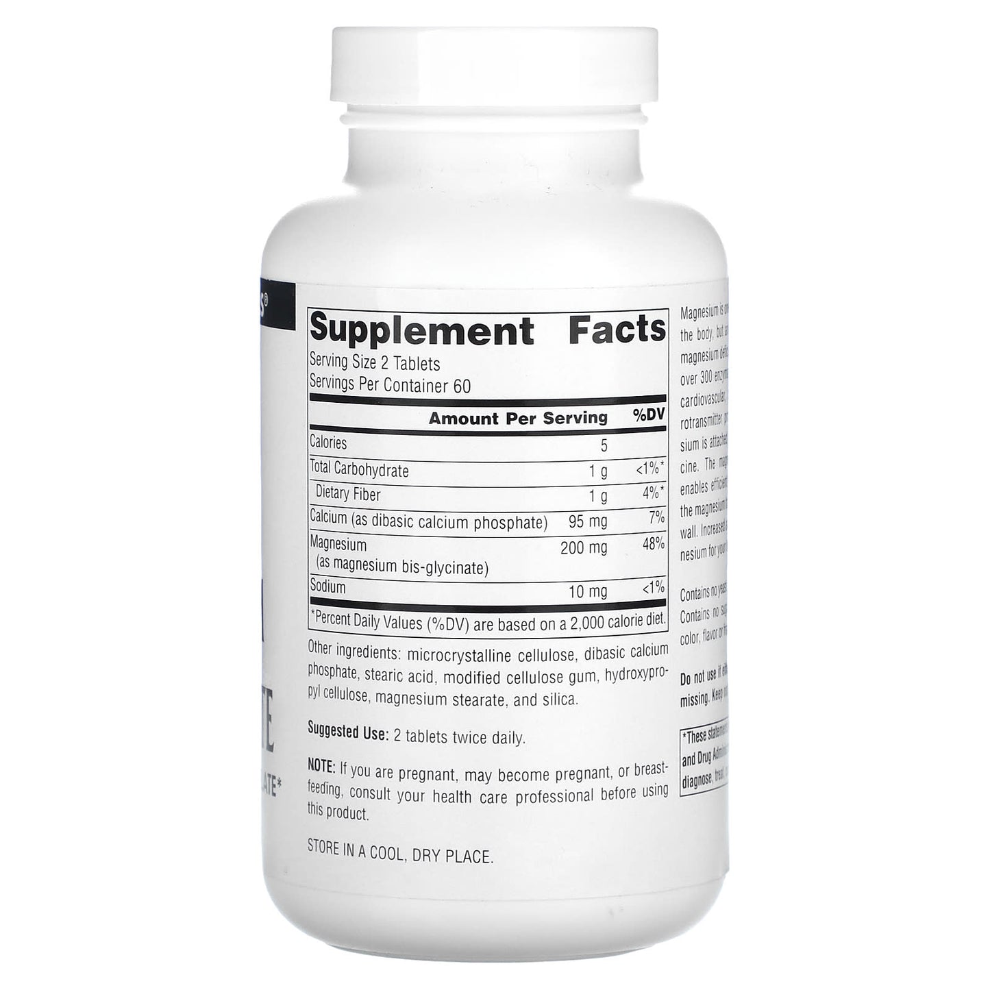 Source Naturals, Magnesium Bis-Glycinate, 120 Tablets - Image 2