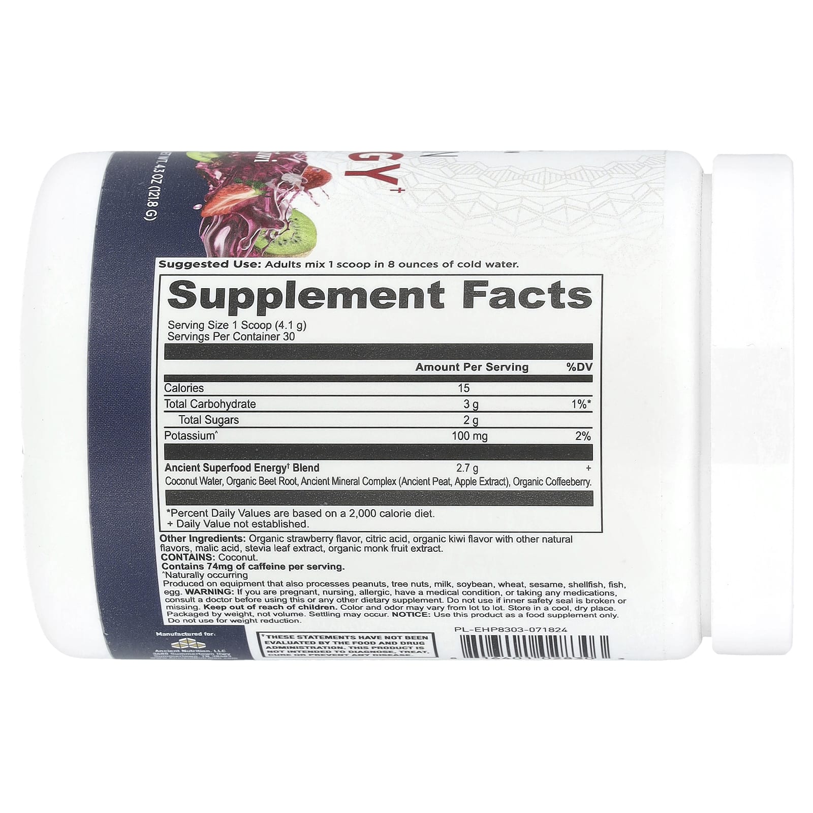 Ancient Nutrition Clean Energy Strawberry Kiwi Supplement - Focus & Energize - Image 2