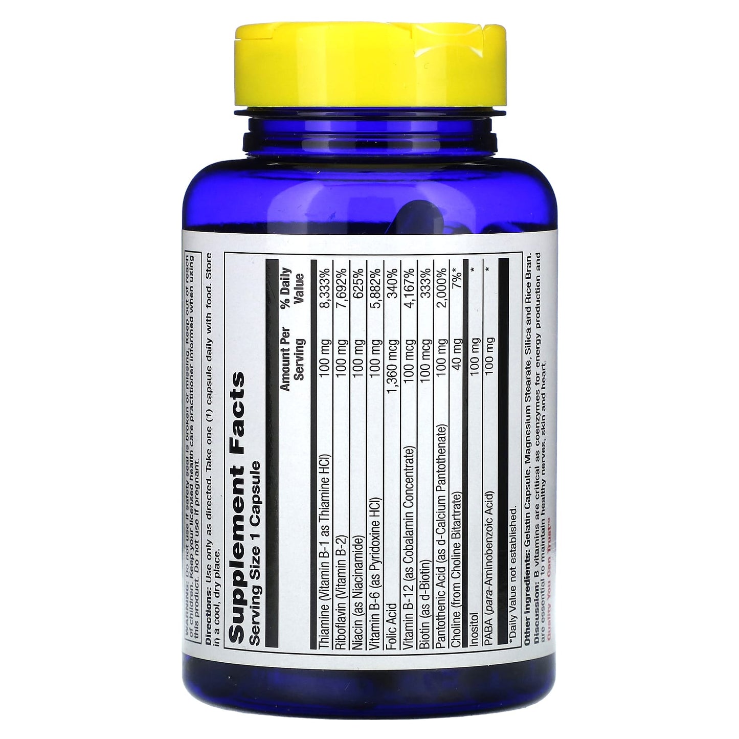 Nature's Life, B-100, High Folic Acid, 1,360 mcg, 100 Capsules - Image 2