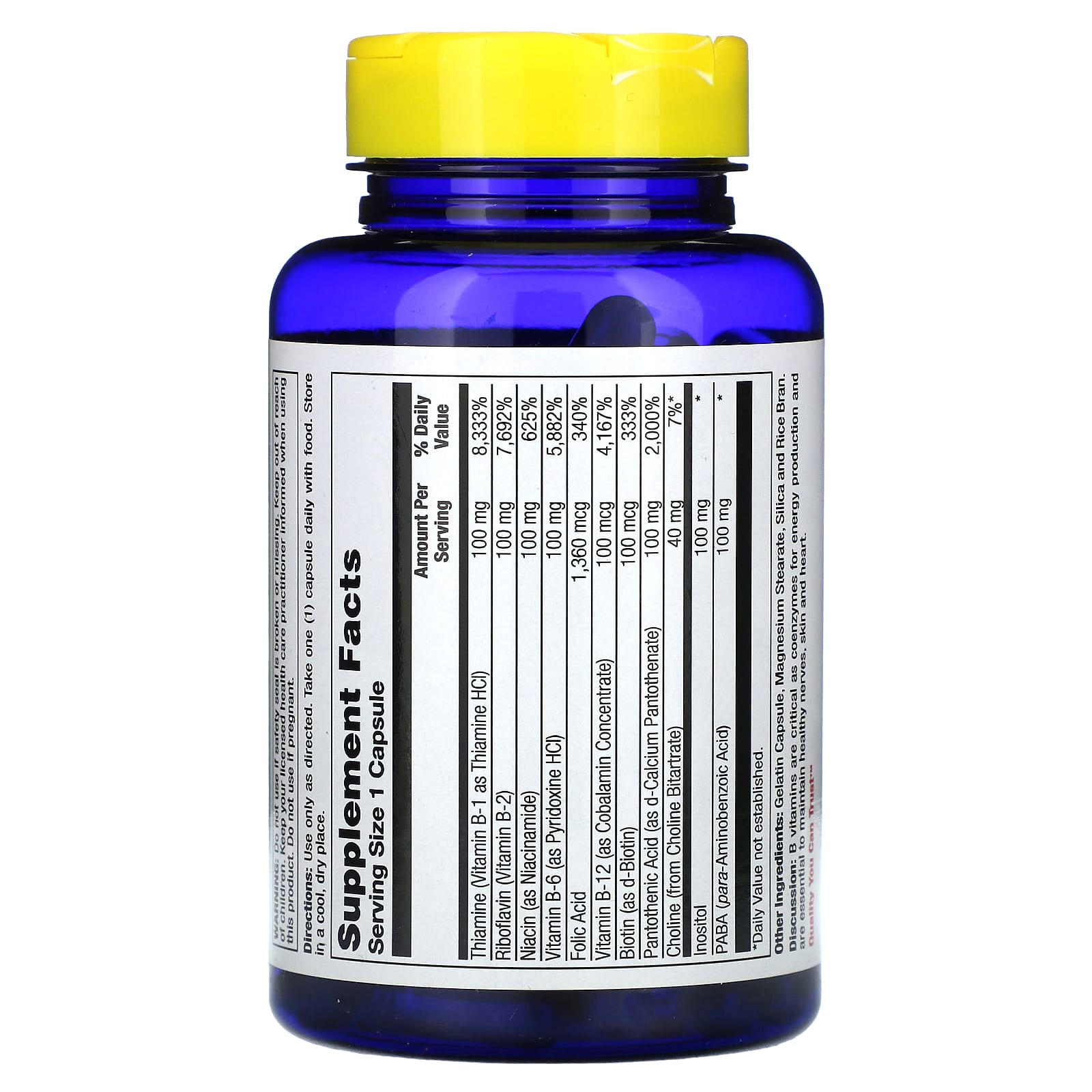 Nature's Life, B-100, High Folic Acid, 1,360 mcg, 100 Capsules - Image 2