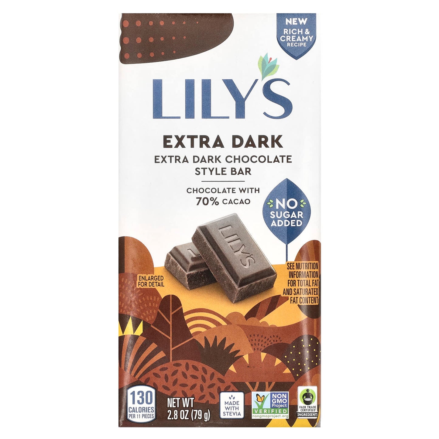 Lily's Sweets, Extra Dark Chocolate Style Bar, 70% Cacao, 2.8 oz (79 g) - Image 1